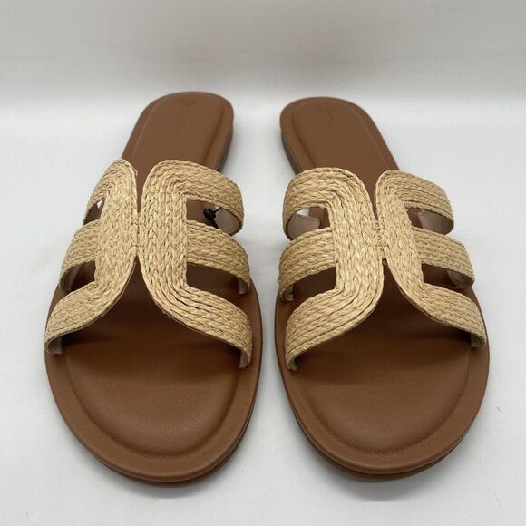 The Drop Monika Slides Shoes Womens Size 13 Raffia Woven Strappy Sandals Boho - Picture 3 of 8